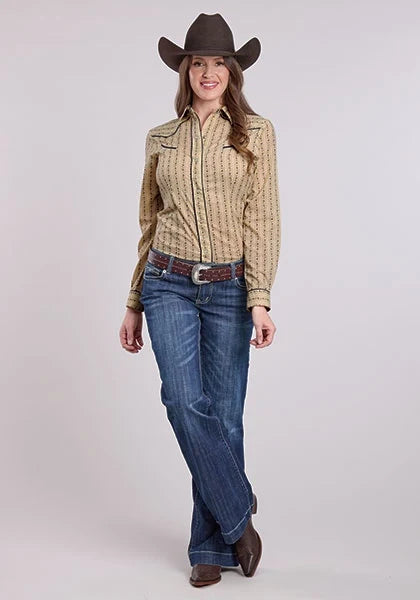 Roper 2661 Wallpaper Floral (Tan) - Women's Western Shirt