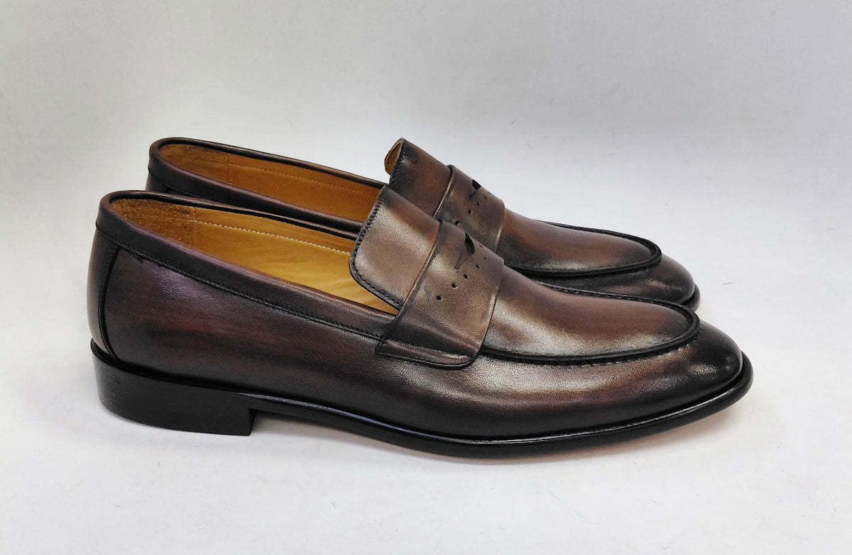 Mocasín Penny de piel de becerro de la colección C - Marrón