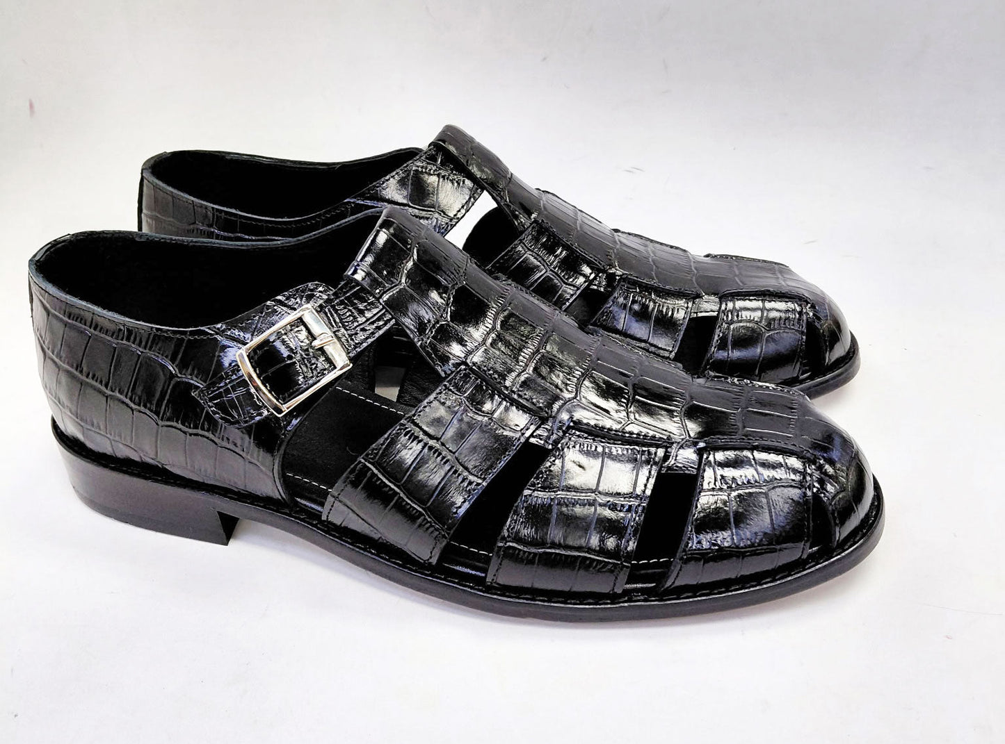 Sandalia de cocodrilo C Collection - Negro