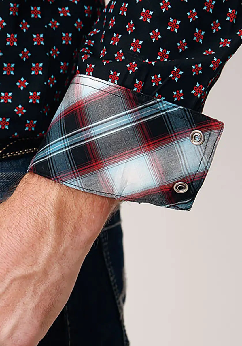 Camisa vaquera de hombre Roper Black Canyon Cottage Foulard (Negro)
