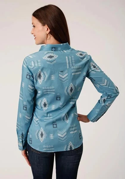 Roper 01057 Aztec Nash Up (Blue) - Women's Western Shirt