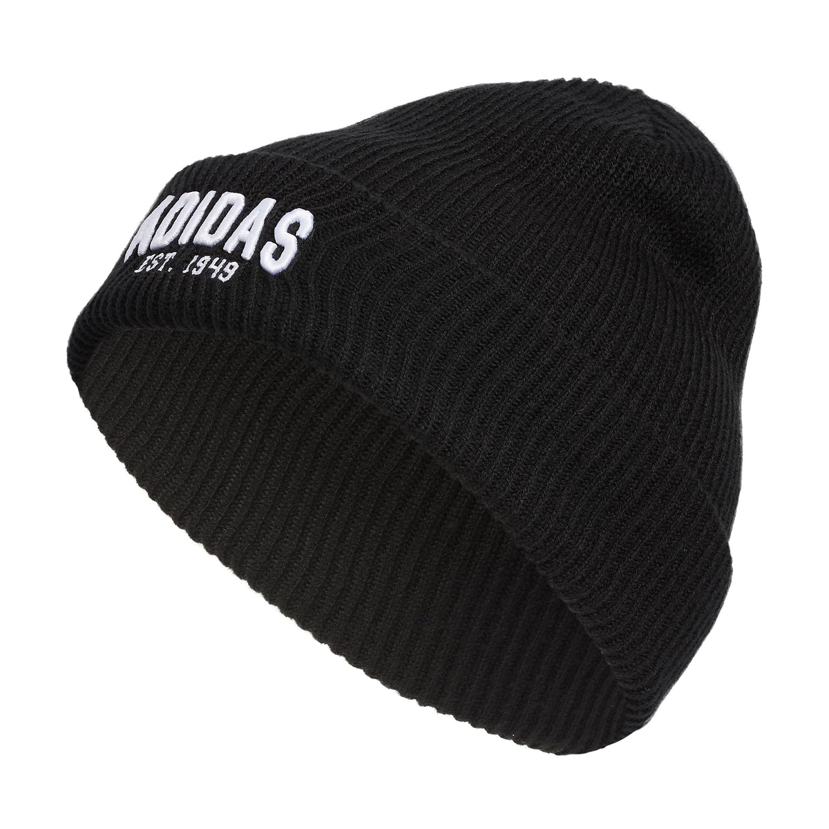 Gorro de punto/gorra con puños de acrílico de talla única para hombre adidas Foundation, ajuste estándar para invierno, negro/blanco/gris carbón