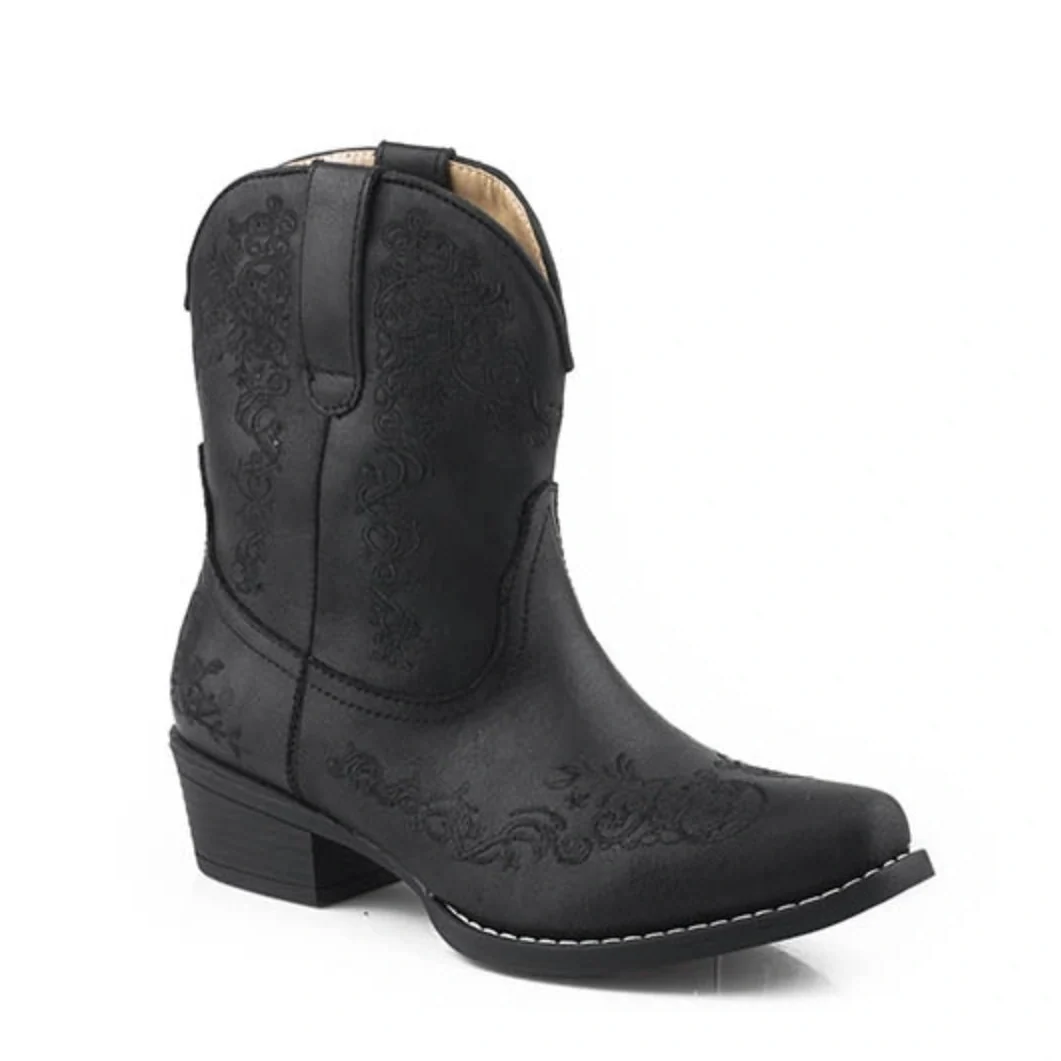 Roper Riley Scroll (Black) - Women's Cowgirl Boot