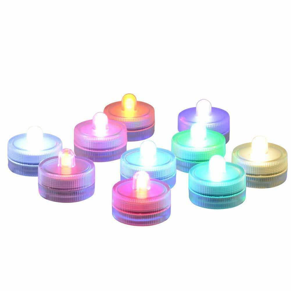 10 unidades: Velas LED Sumergibles RGB Impermeables sin Llama