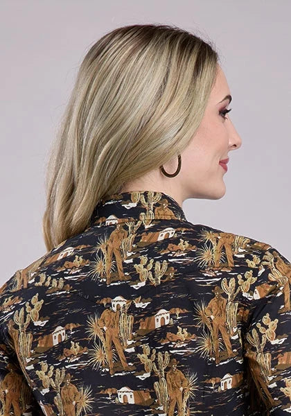 Tin Haul 2565 Cowboy Print (Black) - Women's Western Shirt