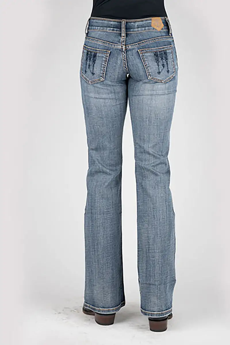 Pantalones vaqueros de mujer Tin Haul 280 Rosie Fit con bolsillo trasero bordado (lavado demin claro)