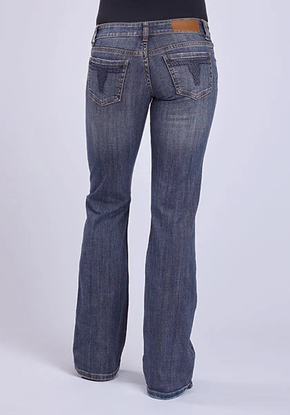 Tin Haul 280 Rosie Fit Long Horn Deco (lavado medio) - Vaqueros de corte de bota para mujer