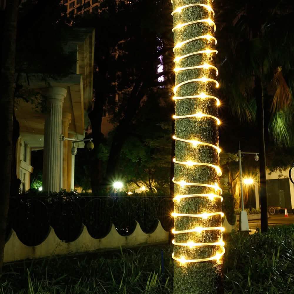 100 luces LED solares de cuerda de hadas - blanco cálido