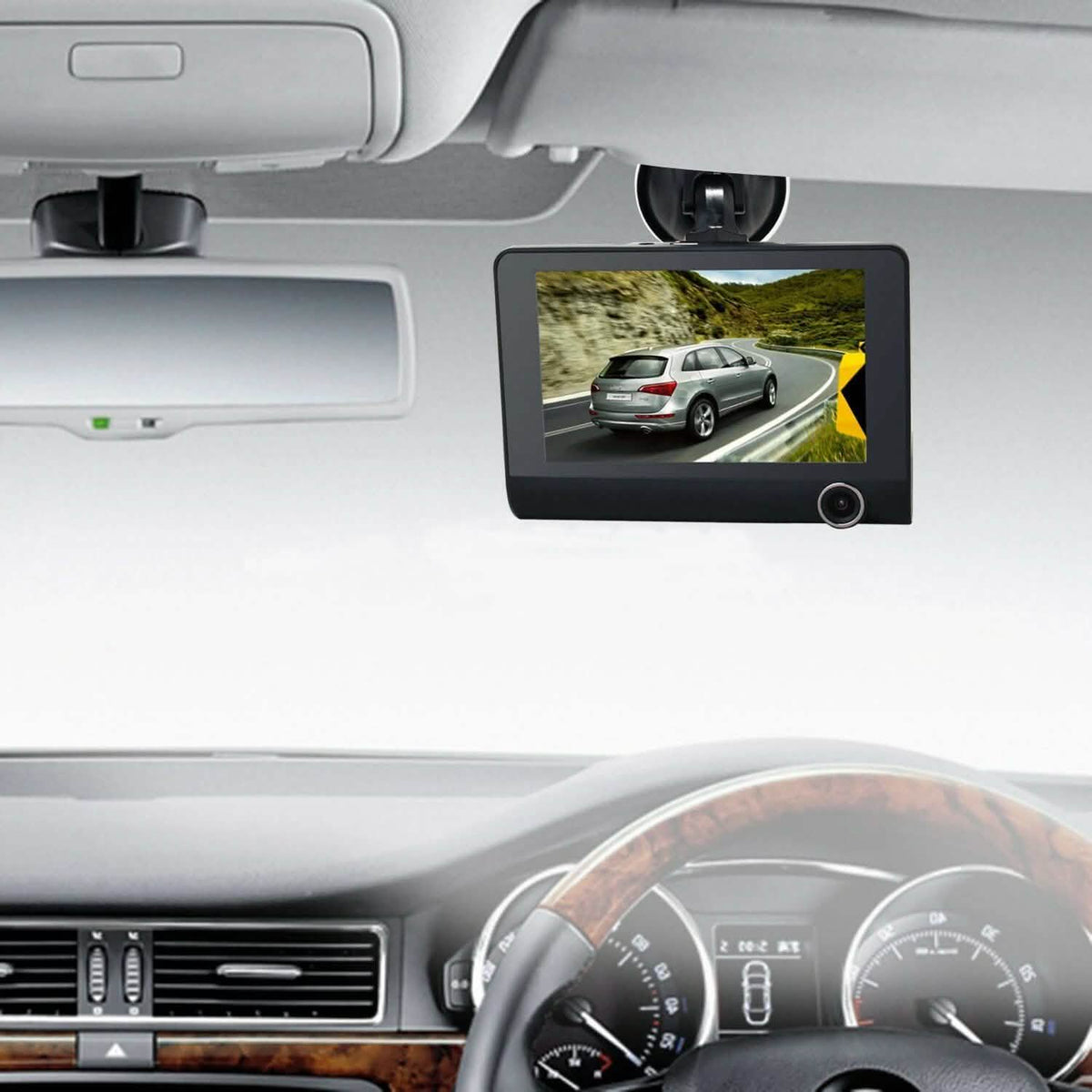 Cámara DVR de coche HD de doble lente 1080P de 4" retrovisor con grabación de vídeo, sensor G