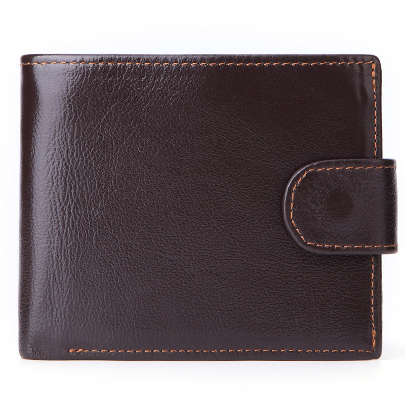 Men's Leather Short First Layer Cowhide Clutch Purses