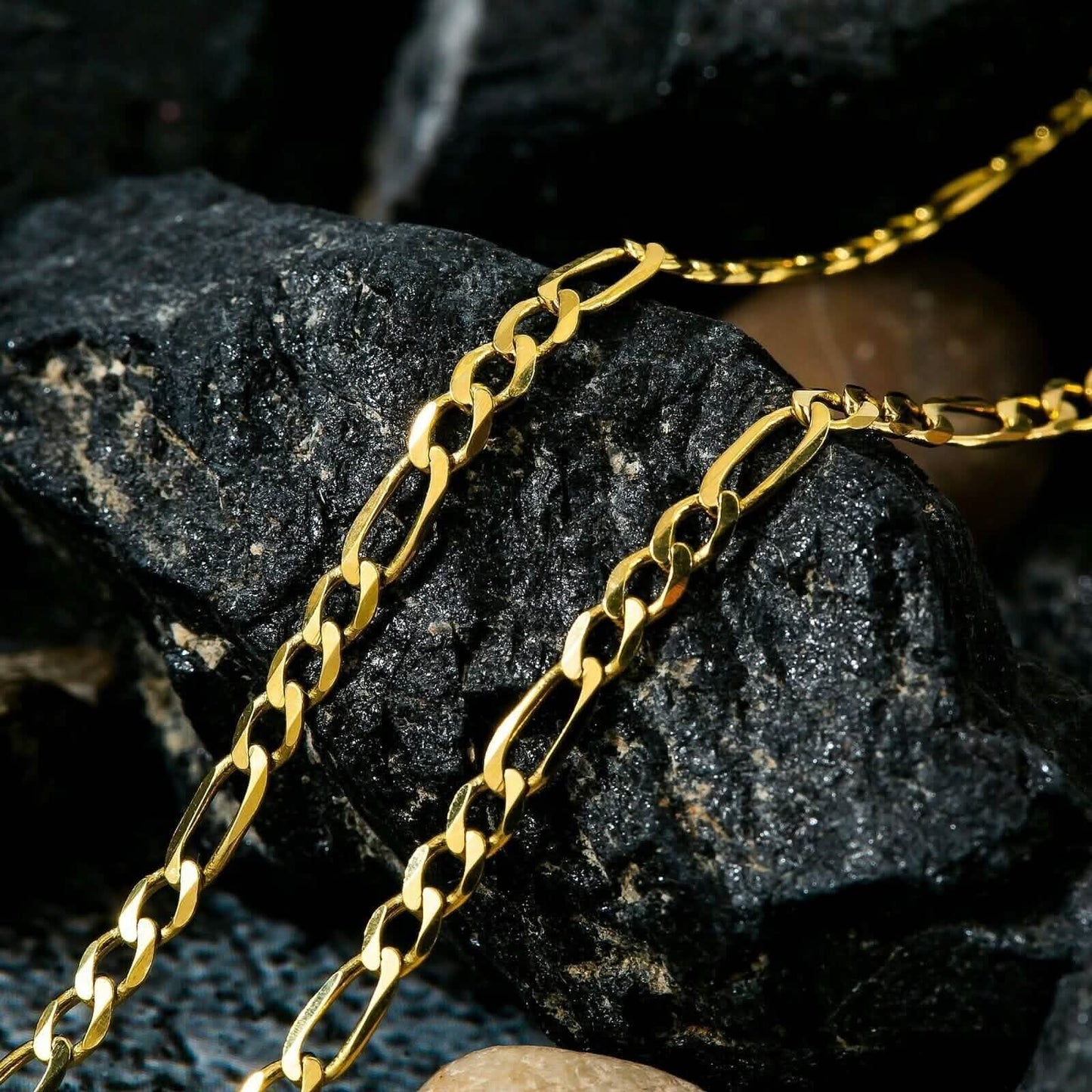 Cadena de oro macizo de 10K, 3MM, estilo Figaró, con colgante