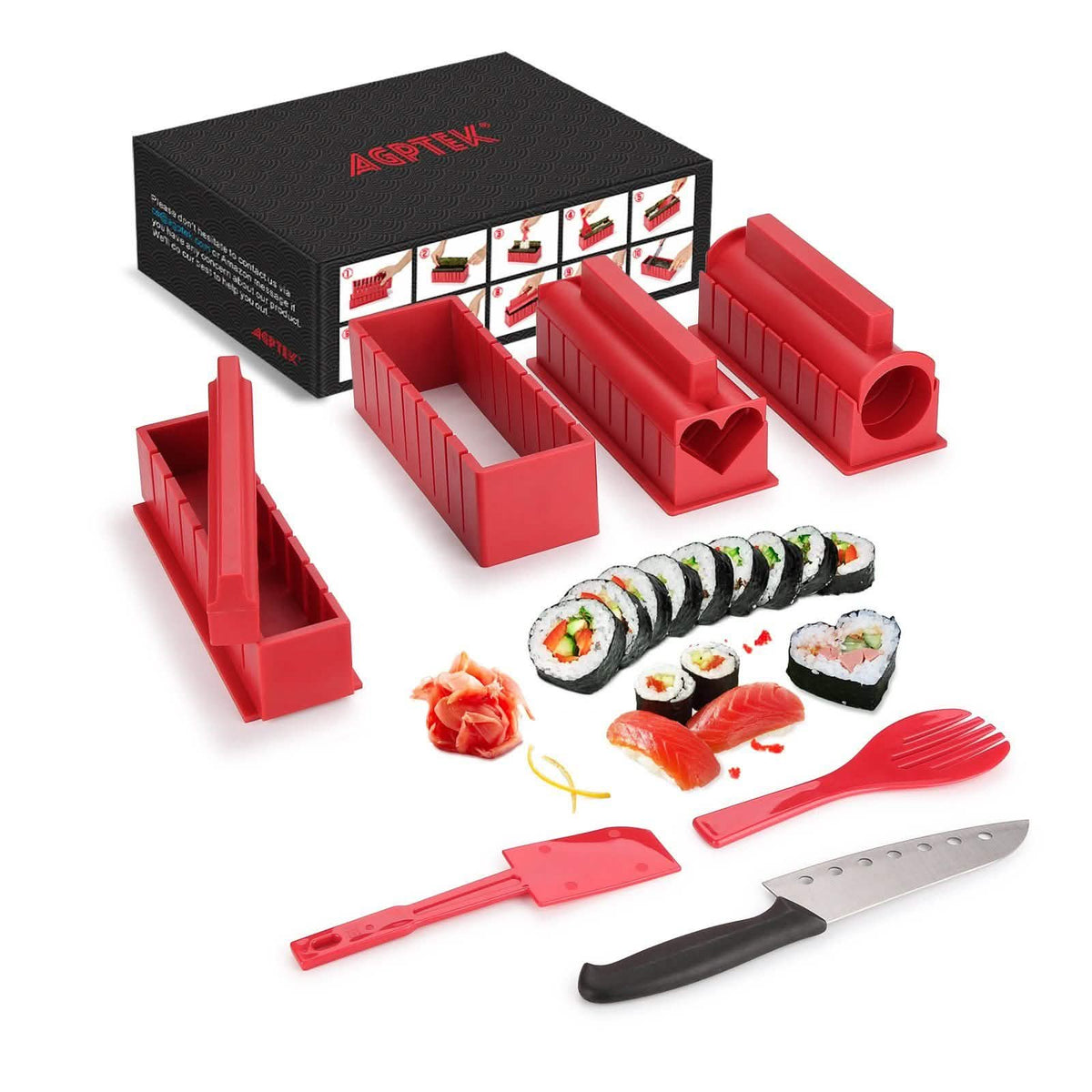 11-Piezas: Kit para Hacer Sushi Rollos de Sushi con Cuchillo de Sushi Premium