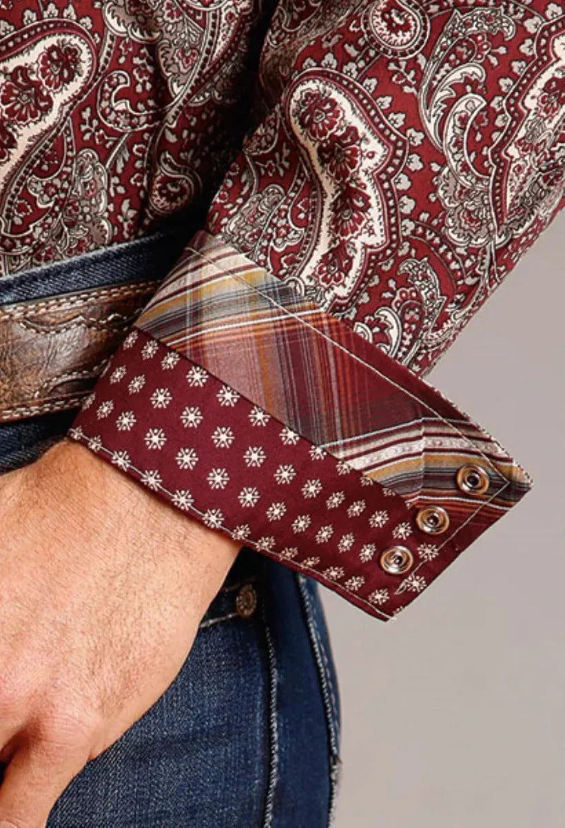 Stetson Siren Paisley (vino) - Camisa Western de hombre