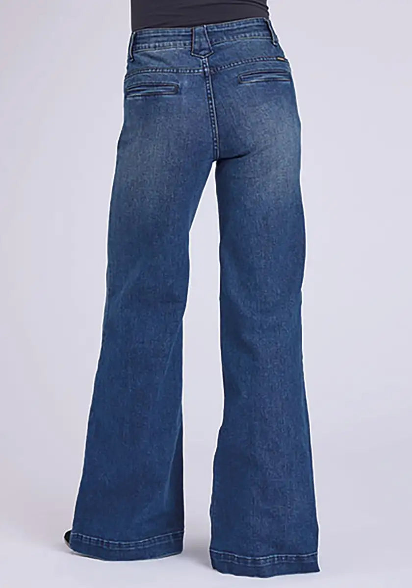 Stetson 751 de pierna ancha con bolsillos traseros ribeteados (mezclilla lavado medio) - Jeans de mujer