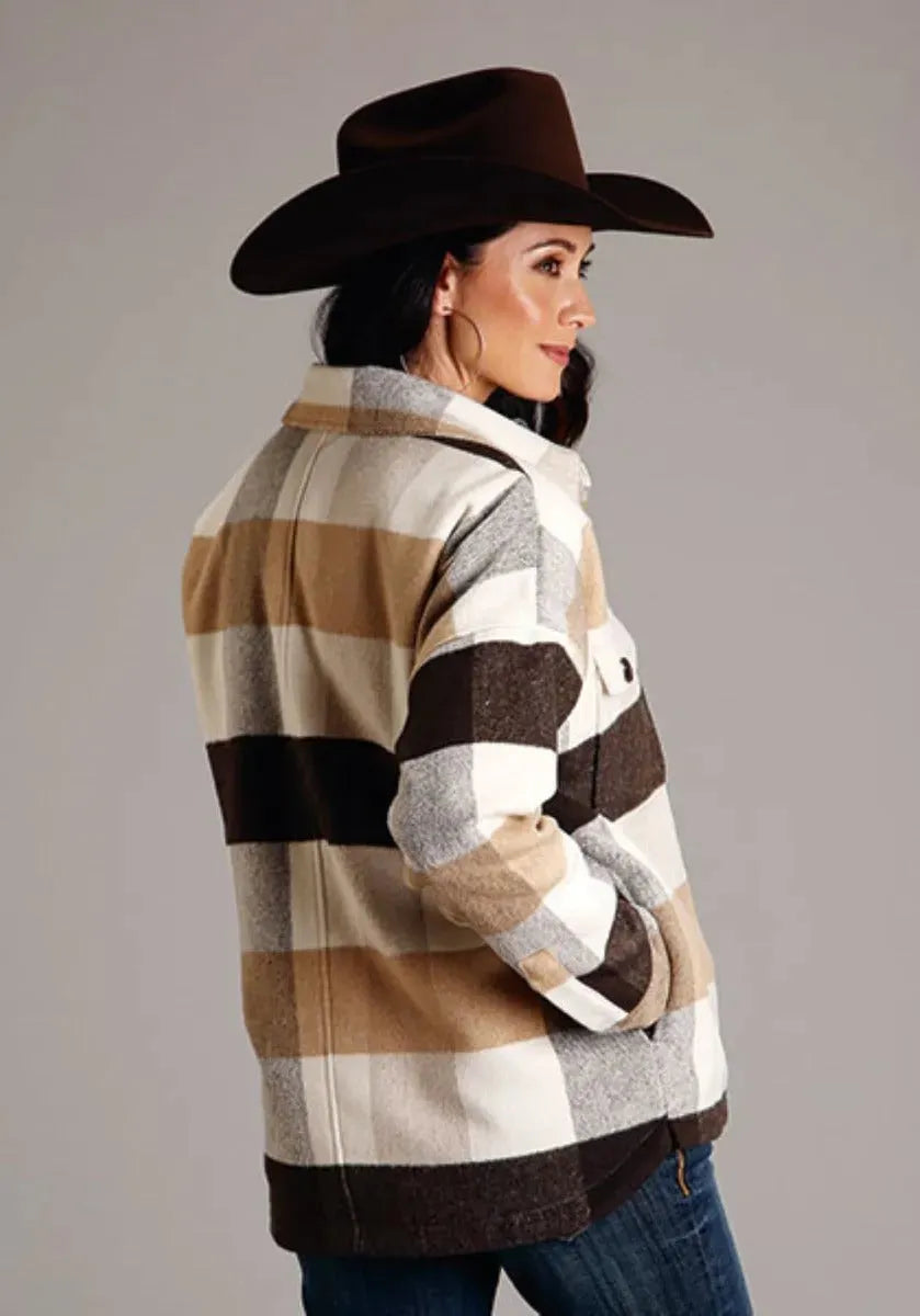 Chaqueta Oversized Stetson Cuadros Tonos Tierra - Mujer