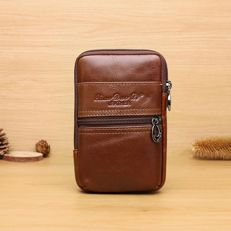 Men's Leather Retro First Layer Cowhide Mini Men's Waist Packs