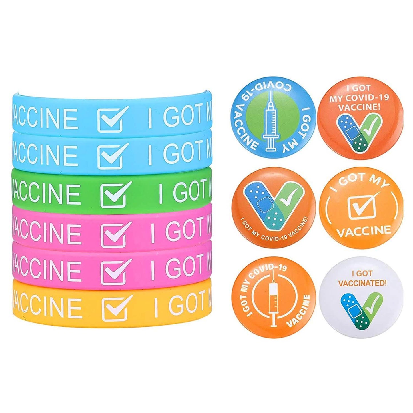 Paquete de 12: Brazaletes con insignias de "Ya me vacuné contra el COVID-19"