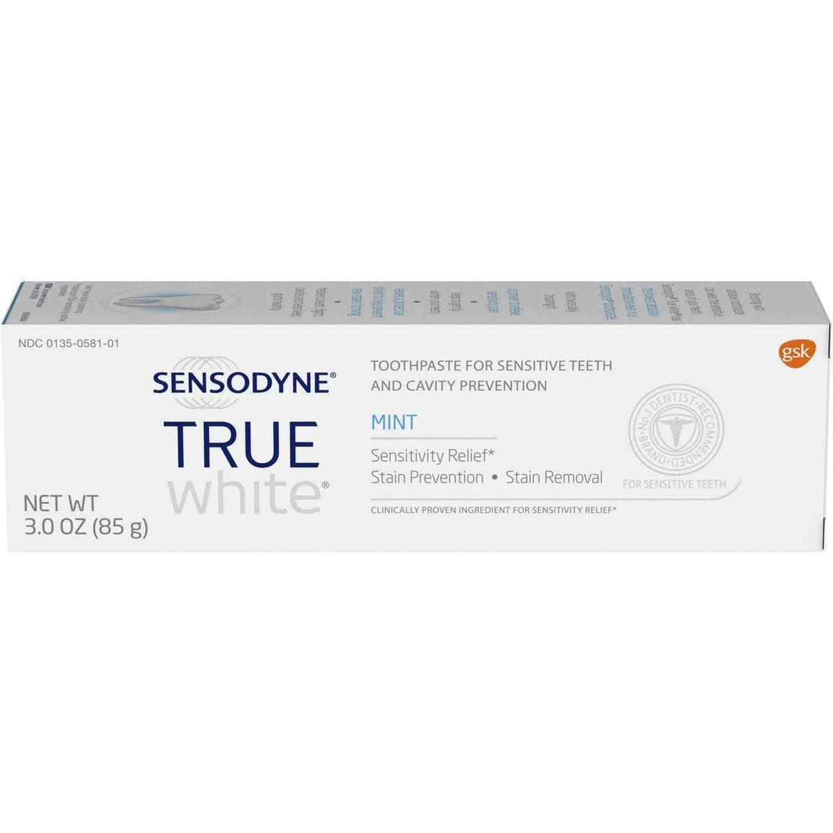 Paquete de 12: Pasta dental Sensodyne True White Menta para sensibilidad, 85 g