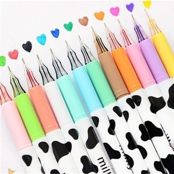 12 unidades: bolígrafos de gel multicolor Milky Cow