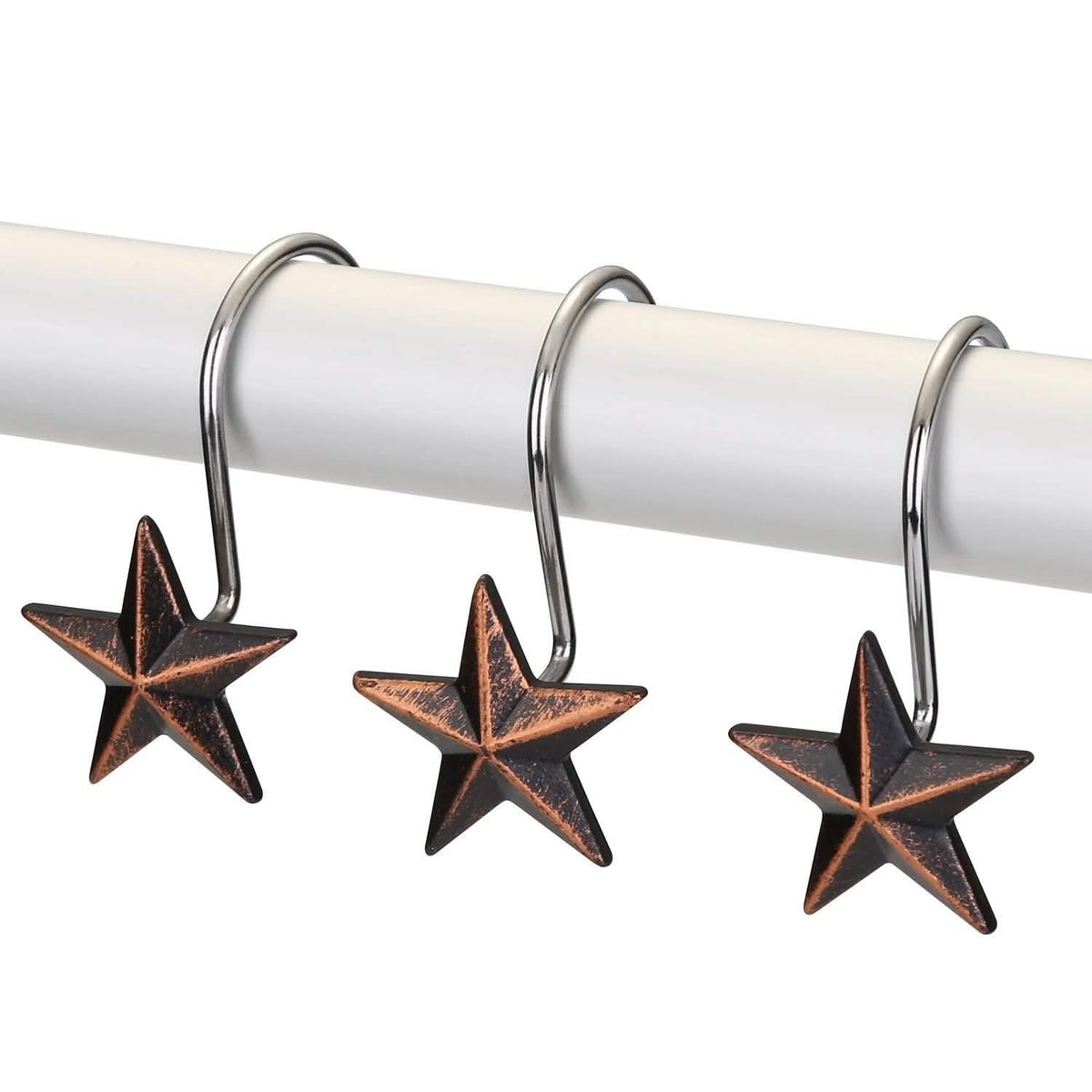 12 piezas: Ganchos decorativos antioxidantes en forma de estrella para cortinas de ducha