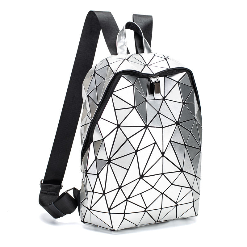 Women's Geometric Fashion Rhombus Unisex Matte Large Backpacks