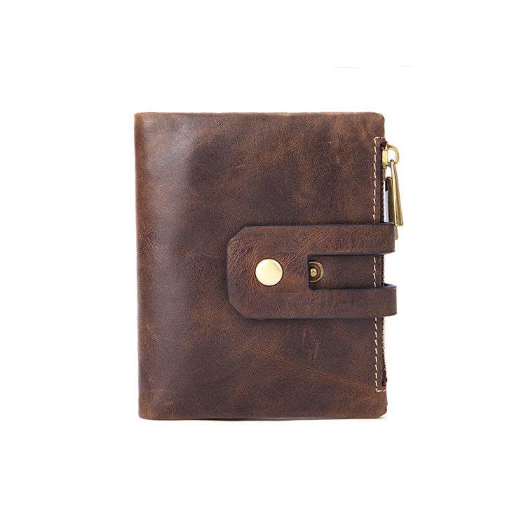 Man Short Vintage Clutch Double Zipper Men's Wallets