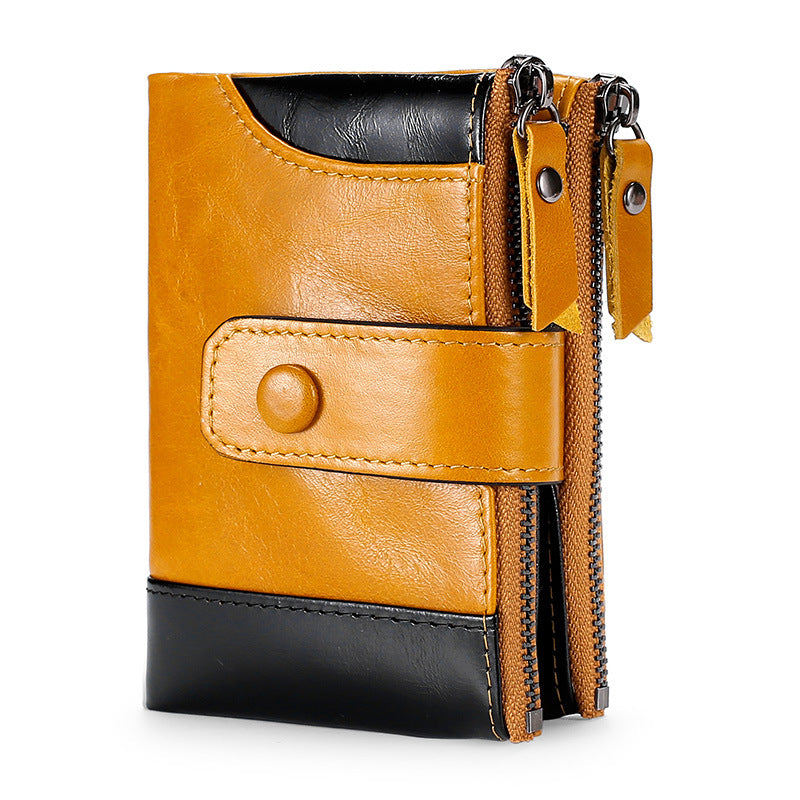 Men's Zip Genuine Leather Leisure Stitching First Men's Wallets