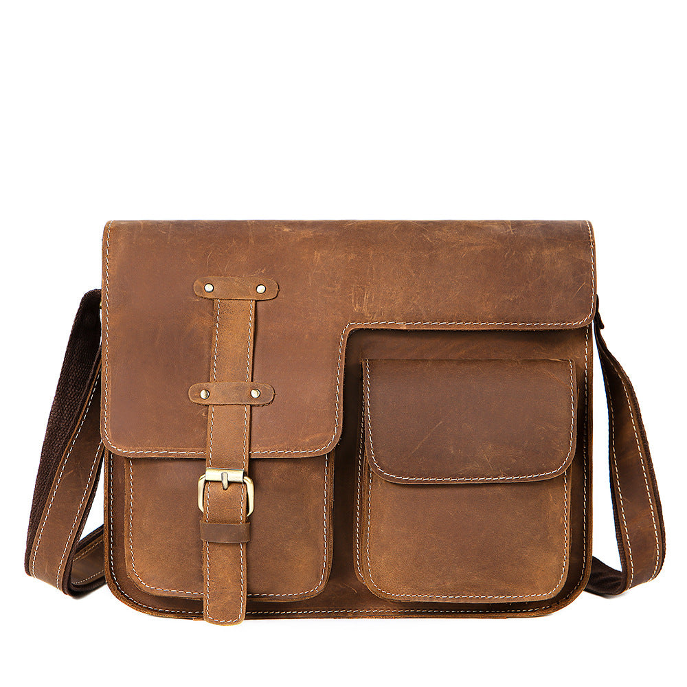 Men's Vintage Crazy Horse Leather First Layer Men's Shoulder Bags