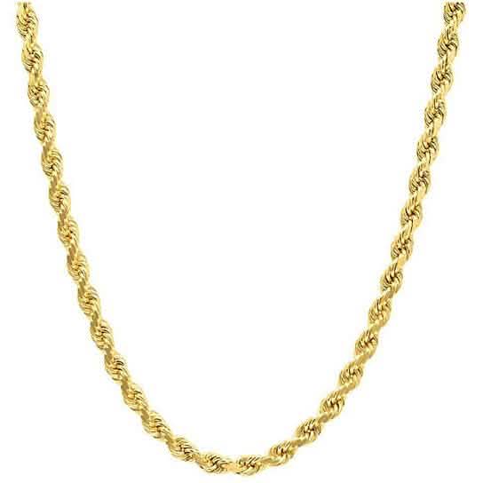 Cadena tipo cuerda de oro de 14 quilates de 1,5 mm con corte de diamante para hombres y mujeres