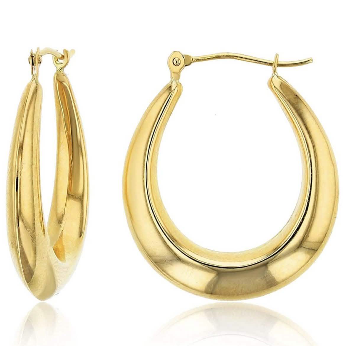 Pendientes de aro tipo Huggie con cierre francés y grosor gradual en oro de 14 quilates