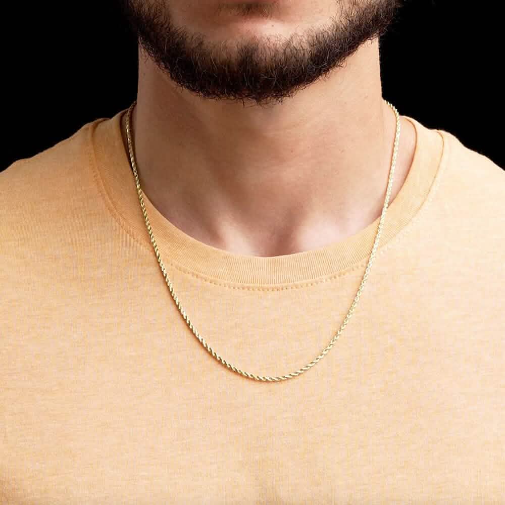 Cadena de soga de oro macizo de 14k de 2.5mm