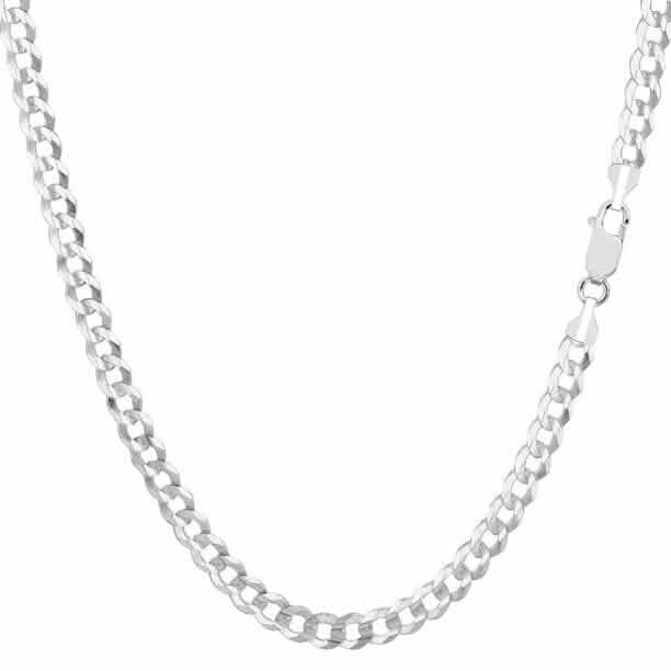 Collar de cadena de eslabones cubanos de 2 mm de oro blanco macizo de 14K