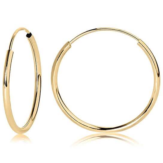 Pendientes de aro sin fin de oro amarillo de 14K