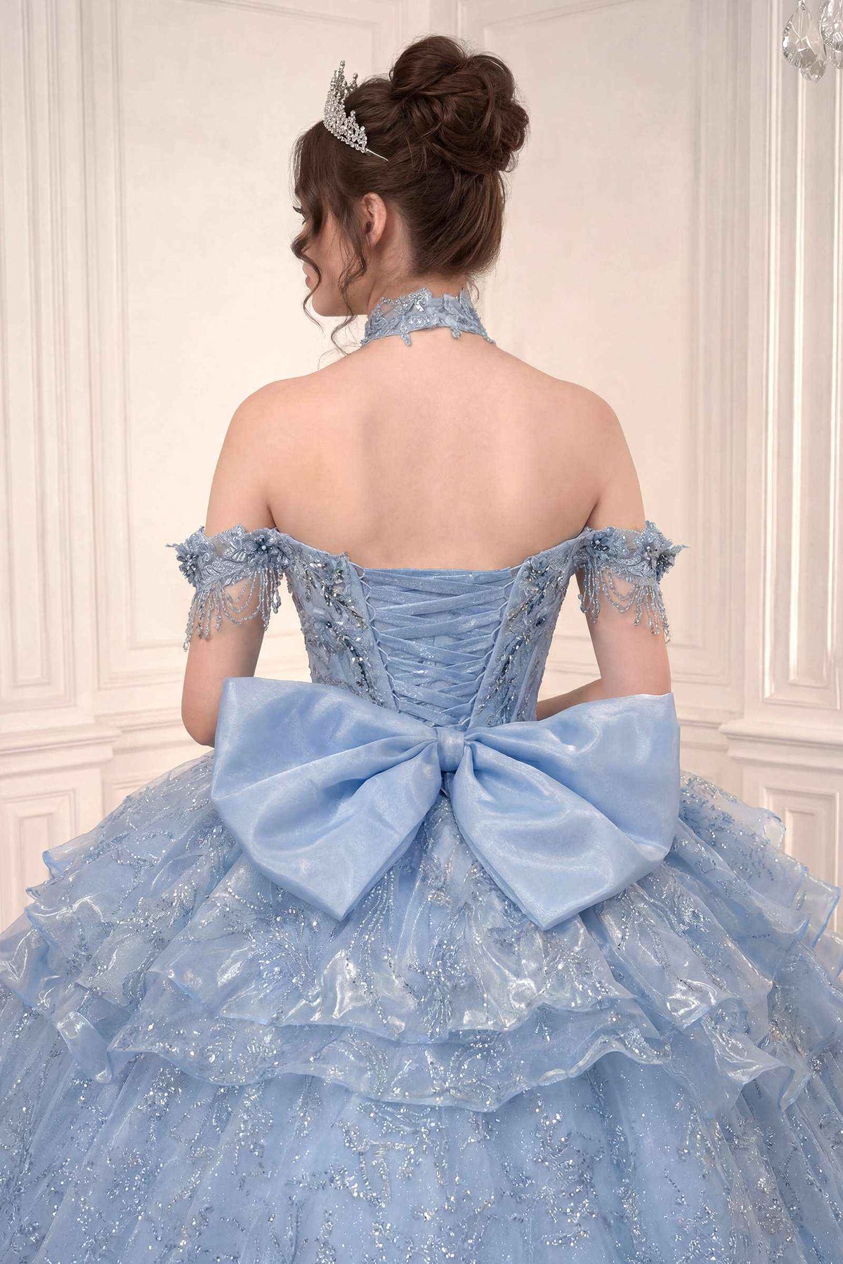 Vestido de Gala de Quinceañera Abullonado con Hombros Descubiertos Ladivine 15742
