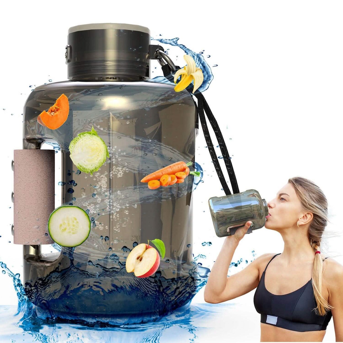 Botella de agua de hidrógeno portátil recargable de gran capacidad de 1,5 L, electrólisis rápida de 6 min.