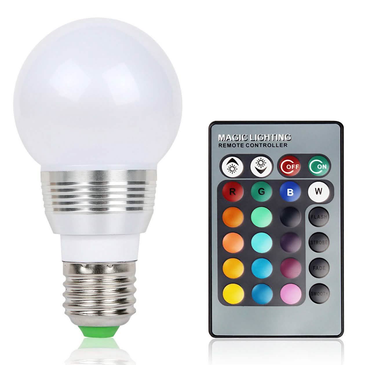 Bombillas LED E27 de 3W que cambian a 16 colores RGB, lámpara de ambiente regulable