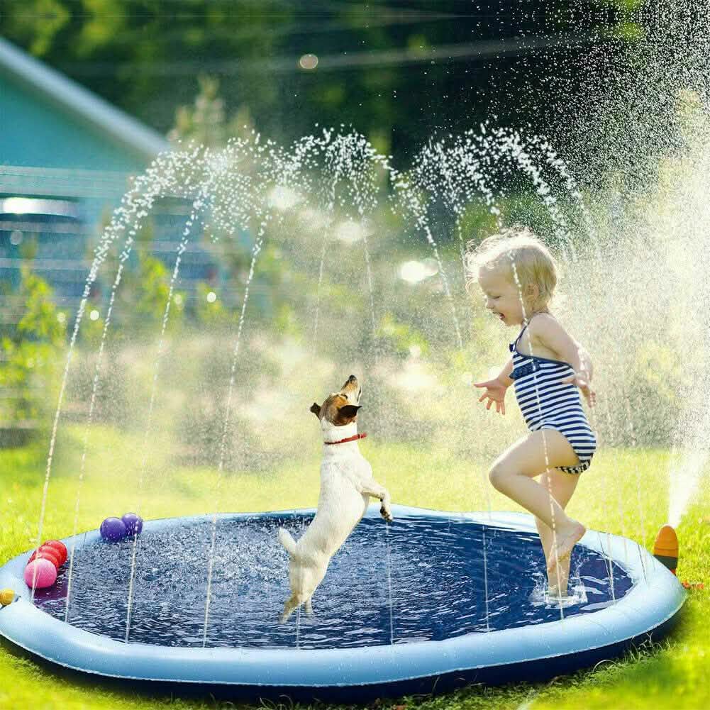 Alfombra de juegos acuática inflable de 170 CM, juguete de agua, rociador para niños, pequeños y perros