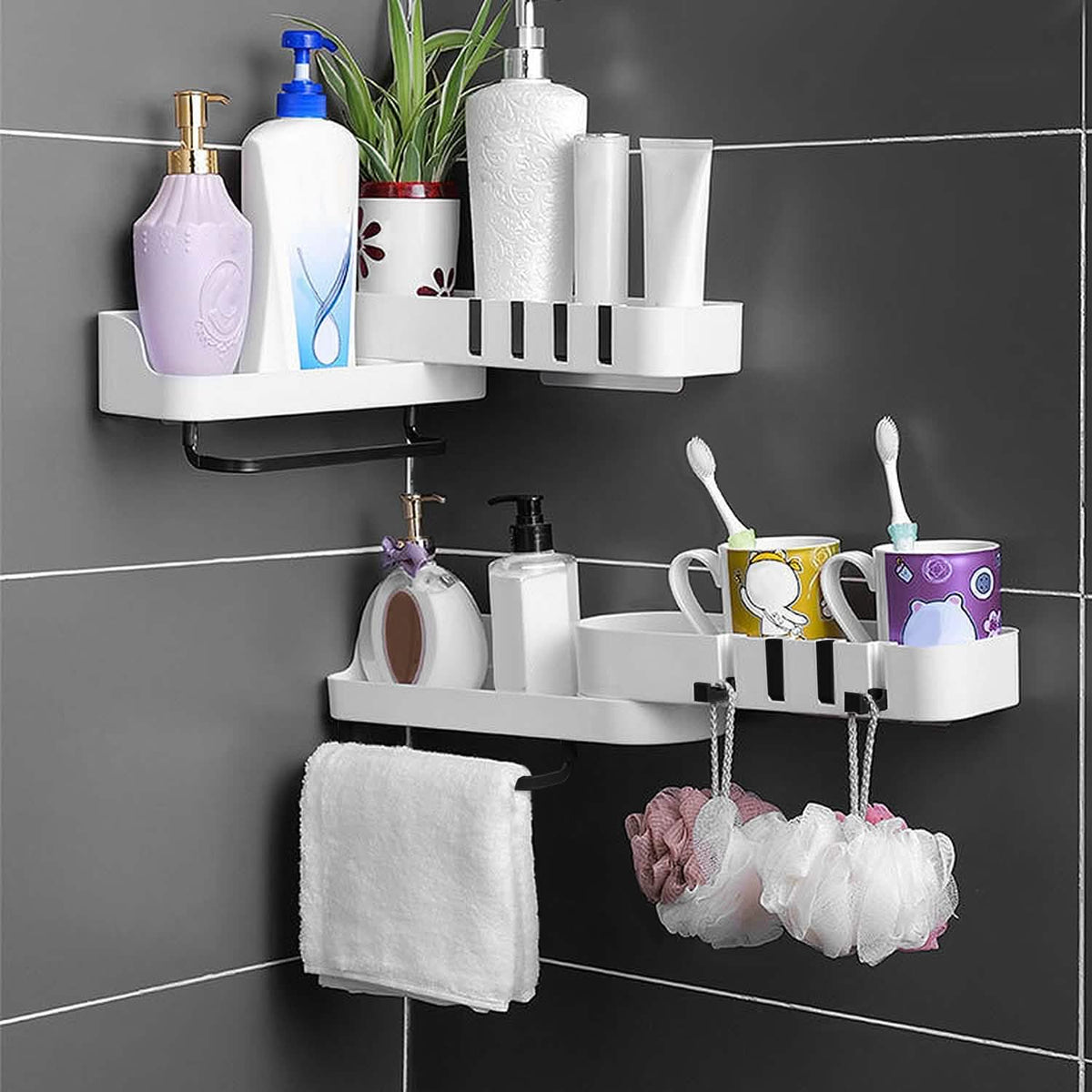Estante esquinero de baño giratorio 180°