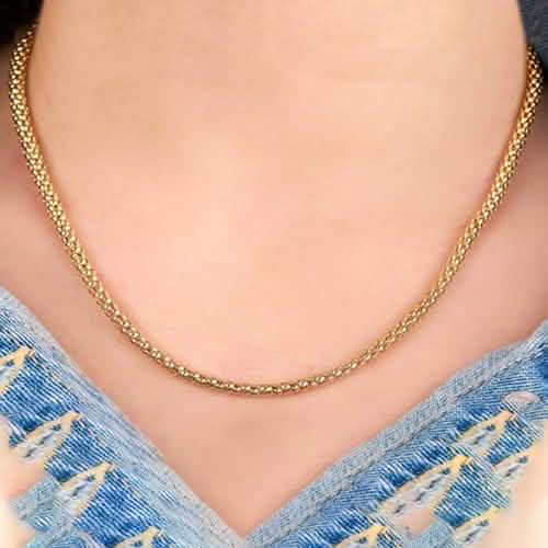 Cadena de palomitas de maíz chapada en oro de 18K