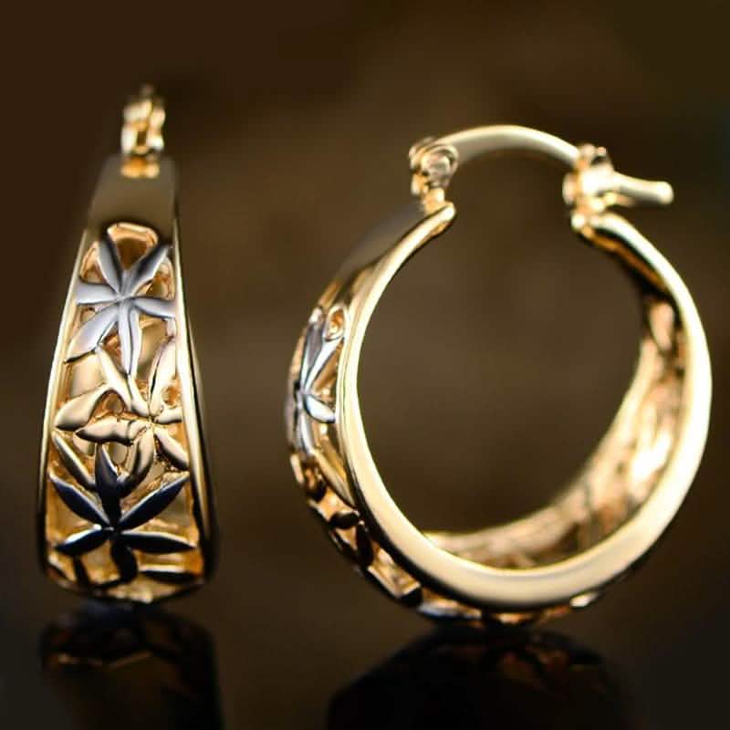 Pendientes de aro calados marroquíes con baño de oro de 18 quilates