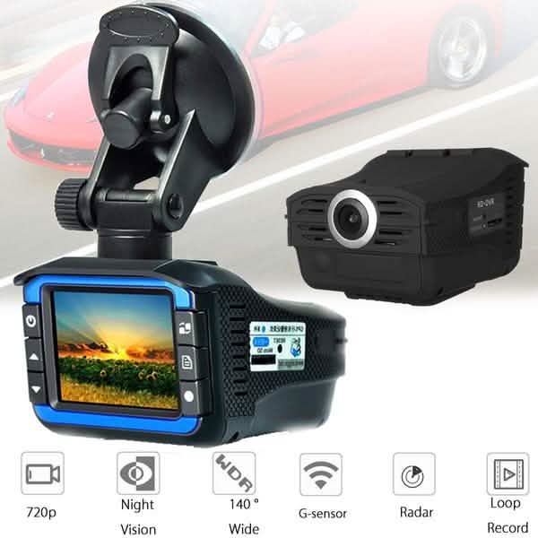 Cámara de salpicadero 2 en 1 HD oculta para coche con grabador DVR y detector de radar láser de velocidad