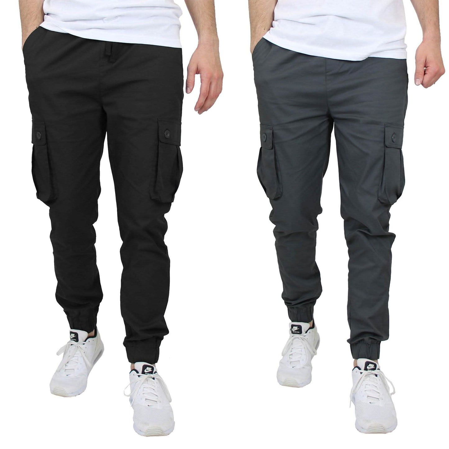 Pantalones deportivos tipo jogger cargo de algodón elástico, paquete de 2