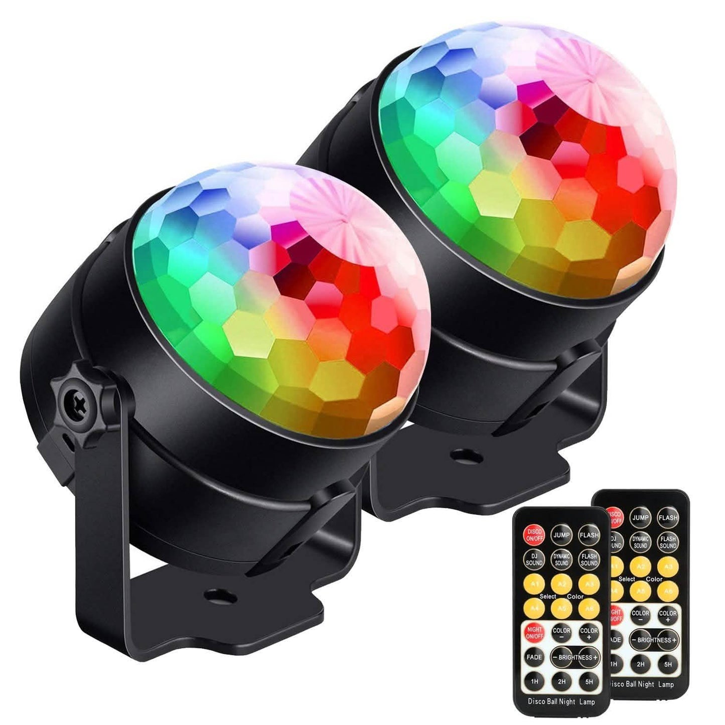 Paquete de 2: Luces de discoteca LED activadas por sonido con control remoto, iluminación de DJ