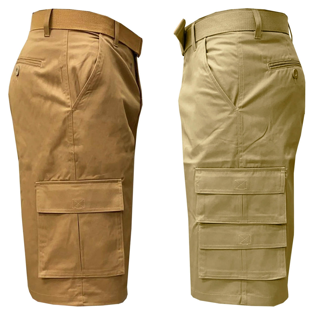Paquete de 2: Pantalones cortos cargo de hombre de 13 pulgadas, ajustados con cinturón y 7 bolsillos