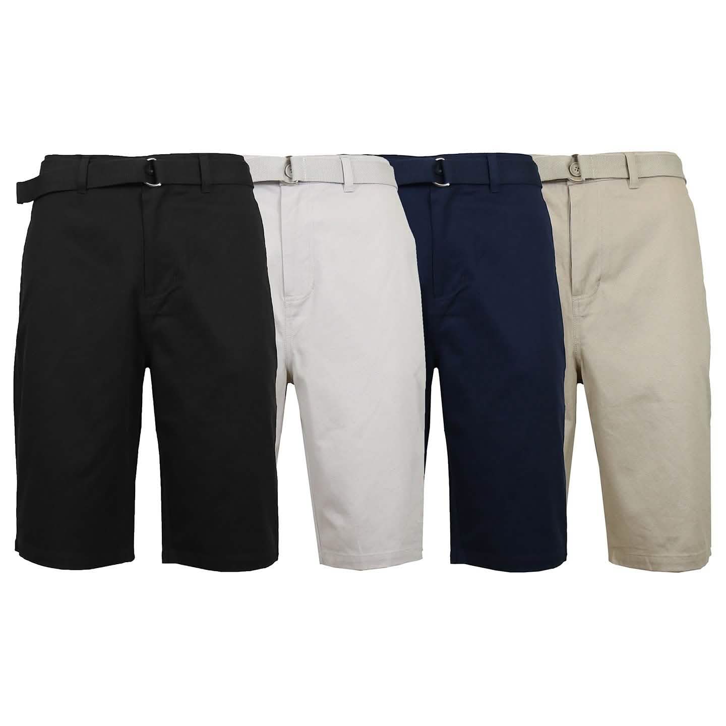 Paquete de 2: Pantalones cortos chinos de algodón para hombre con cinturón
