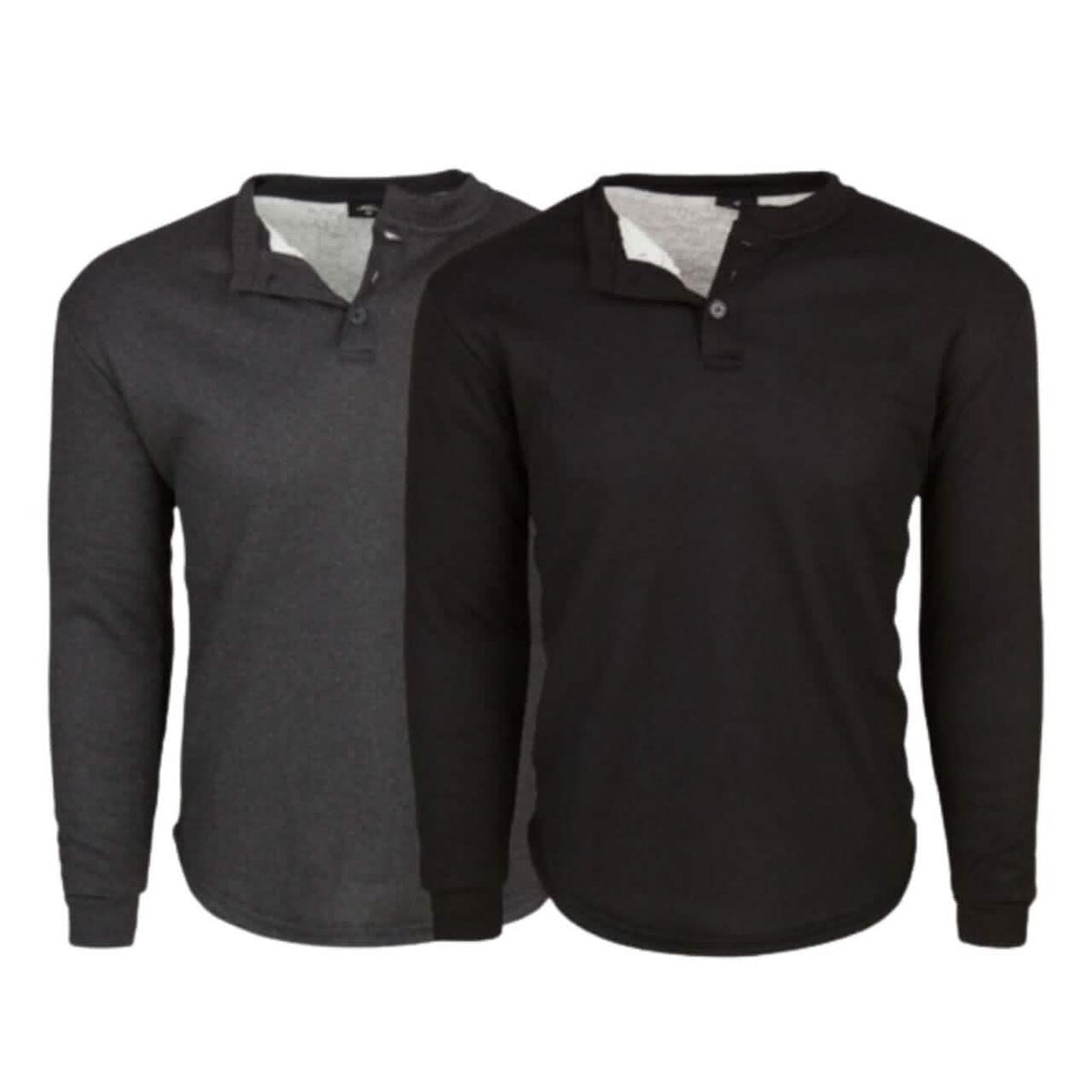 Paquete de 2: Camisas térmicas tipo Henley de gofre con forro de sherpa para hombre