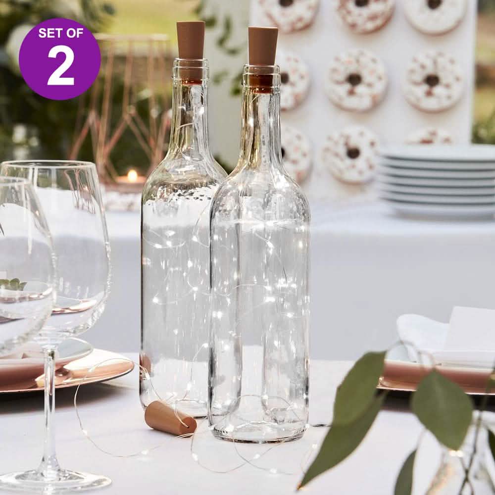 Paquete de 2: luces de hadas blancas para botella de vino