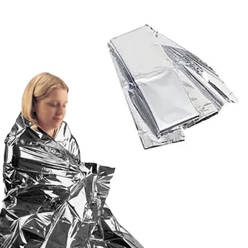 Paquete de 2: Manta de emergencia de papel de aluminio cortavientos para camping y primeros auxilios