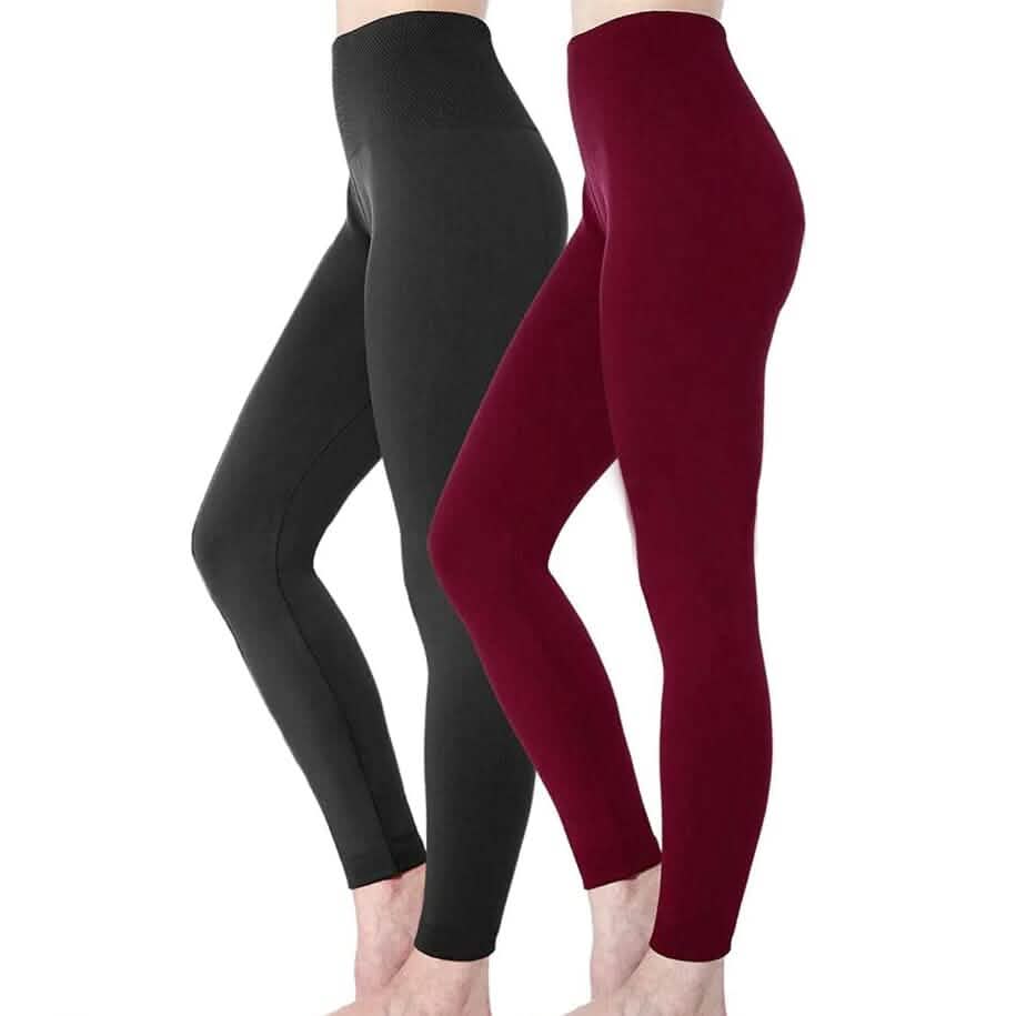 Paquete de 2: Leggings de cintura alta forrados de felpa para mujer