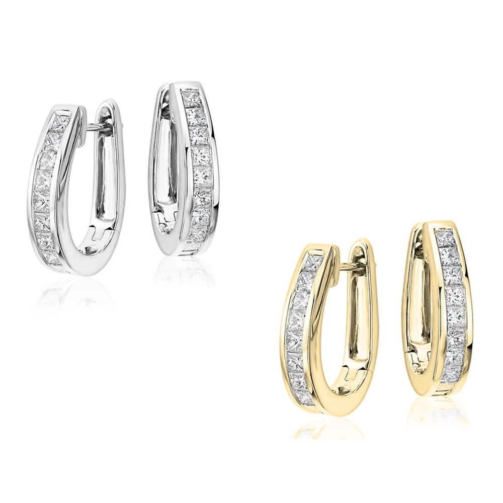 2 pares: Pendientes de aro ovalados de cristal